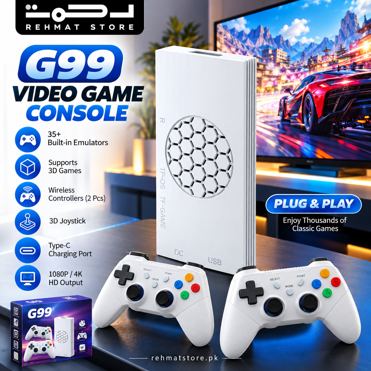 Game Stick with Dual Controllers | Type-C input | G99 | FREE SHIPPING