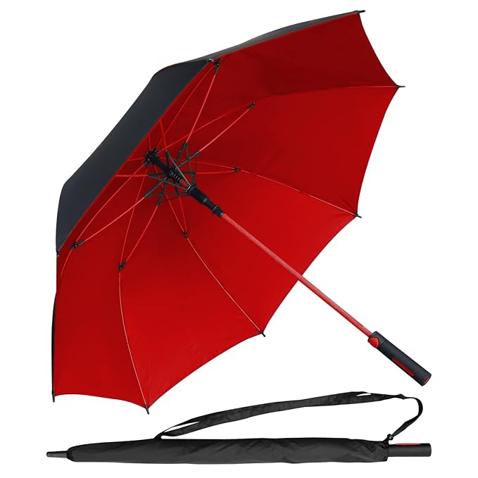 Golf Umbrella XL 55 inch | Oversized Double Canopy UV Protection Automatic Open Double Canopy Sun Rain Windproof Waterproof