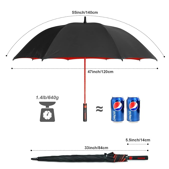 Golf Umbrella XL 55 inch | Oversized Double Canopy UV Protection Automatic Open Double Canopy Sun Rain Windproof Waterproof