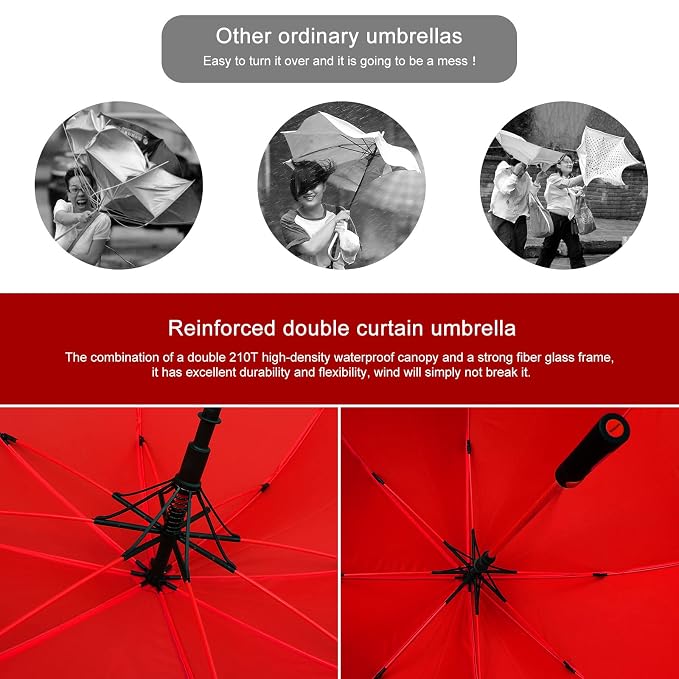 Golf Umbrella XL 55 inch | Oversized Double Canopy UV Protection Automatic Open Double Canopy Sun Rain Windproof Waterproof