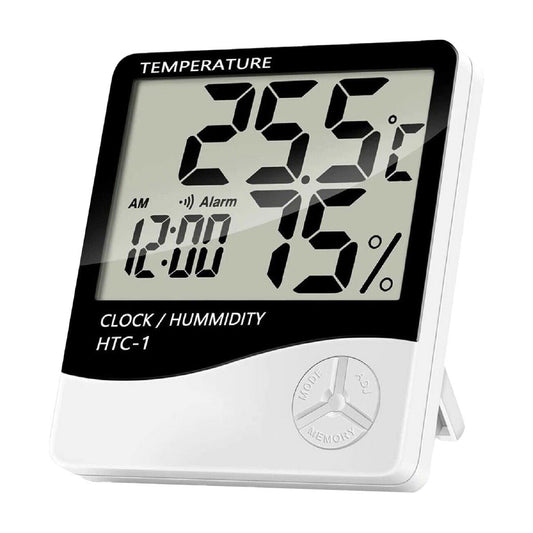 Room Temperature + Humidity meter + Clock w/ Alarm | Thermometer+Hygrometer | HTC-1