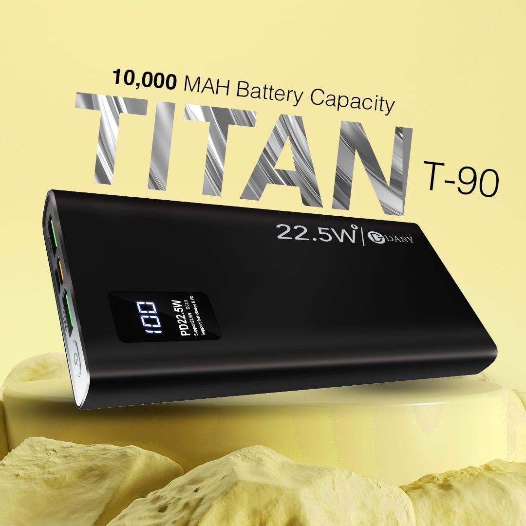 Titan T-90 Power Bank 10000 mAh with Digital Display | 22.5W PD