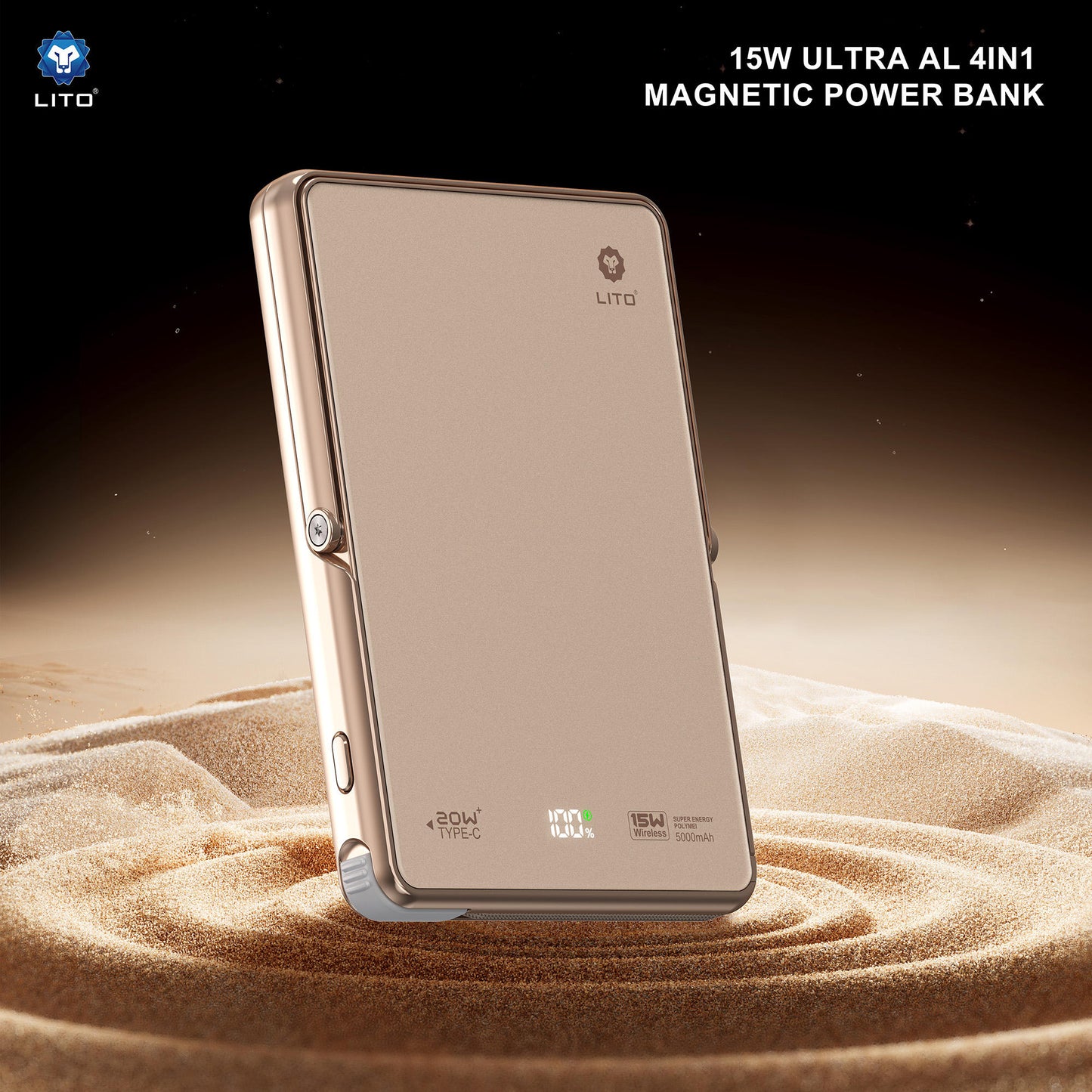 LITO 20W Wired+15W Wireless 10000mAh MagSafe PowerBank with Kickstand | LP03