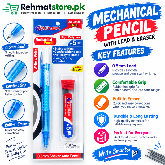 Owner Mechanical Pencil With Eraser 0.5hb | 24Leds Free Mp-675