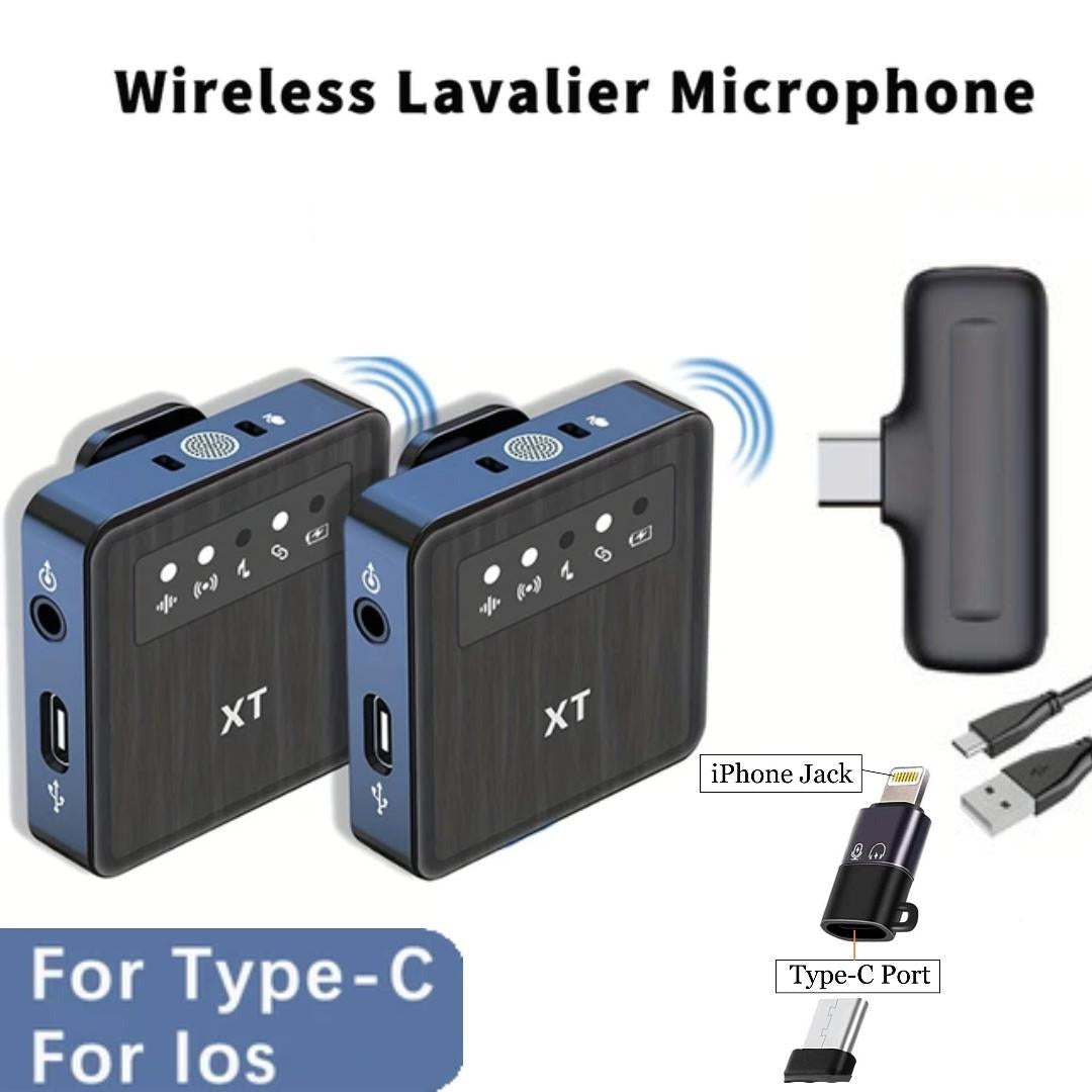 Dual Wireless Microphones Set | Plug & Play Type-C Receiver | OTG for iphones