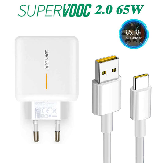 OPPO 65W SuperVOOC 2.0 Wall Adapter with A to C Cable | US Plug | VCA7GACH
