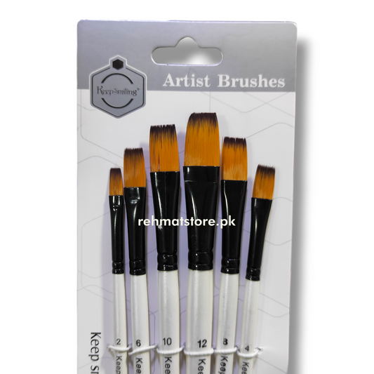 Paint Brush Flat Tip Set | 6 Brushes