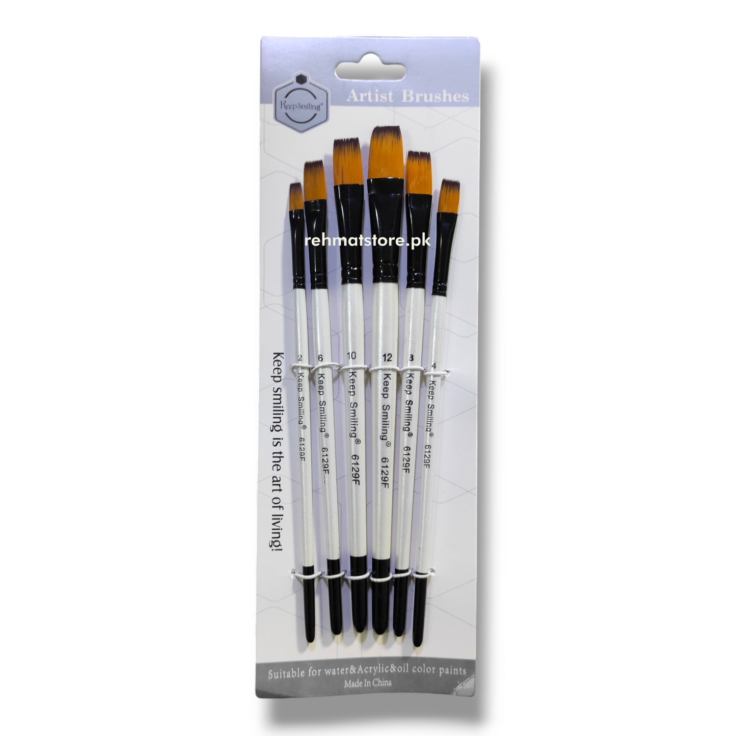 Paint Brush Flat Tip Set | 6 Brushes