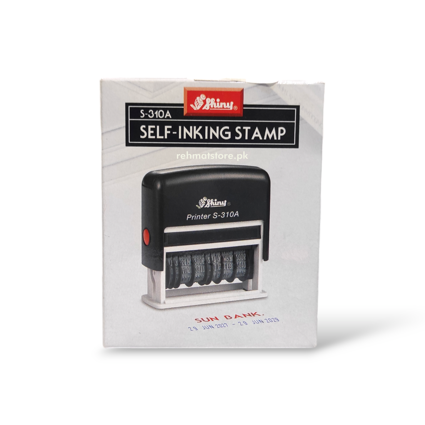 Self Inking Rectangular Stamp S-310A | Twin Date | Shiny | Made in Taiwan