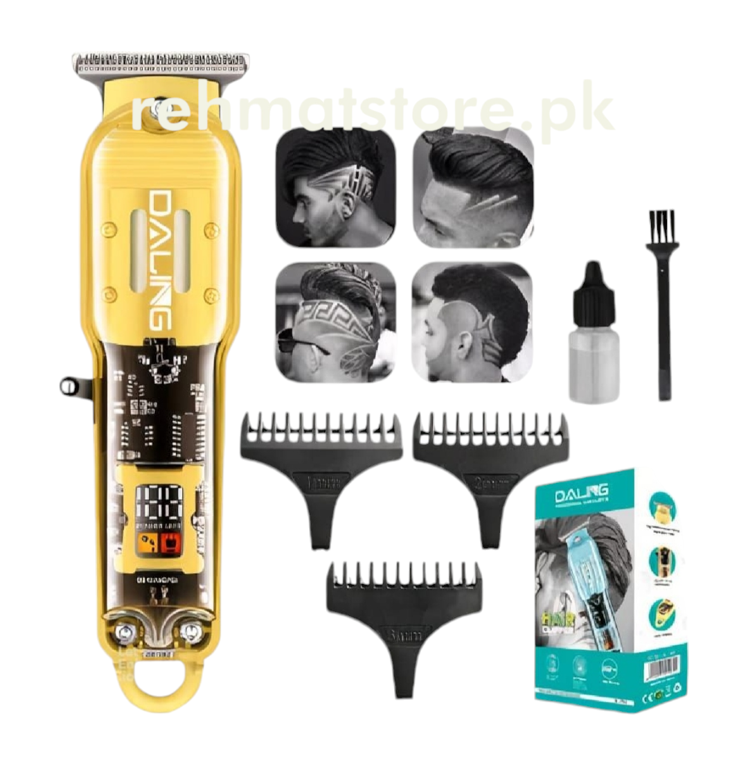 Shaver Daling DL-1585 USB Rechargeable Professional Hair Trimmer With Transparent Body And LED Display