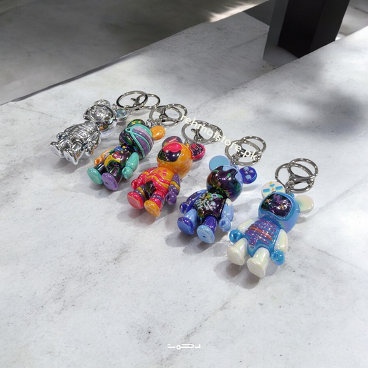 Robot Bear Keychain | Ring and Carabineer | Random Color