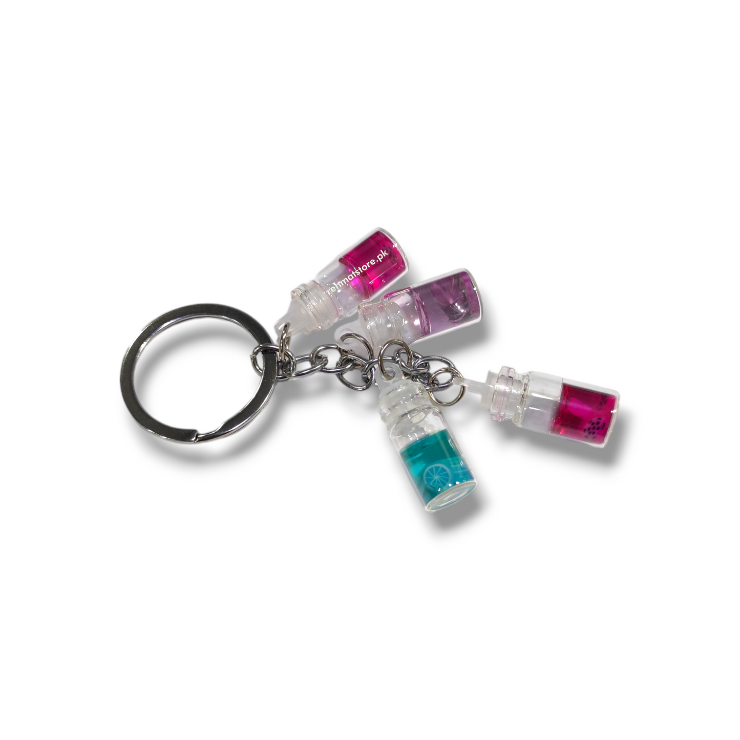 4 Bottles Keychain | Single Ring | Random Color