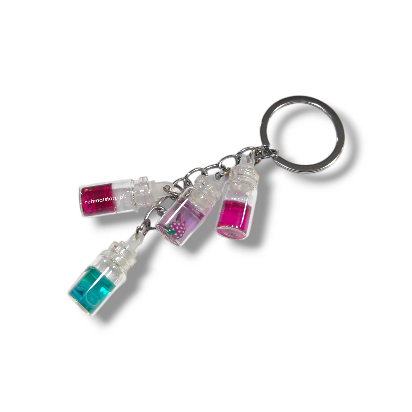 4 Bottles Keychain | Single Ring | Random Color