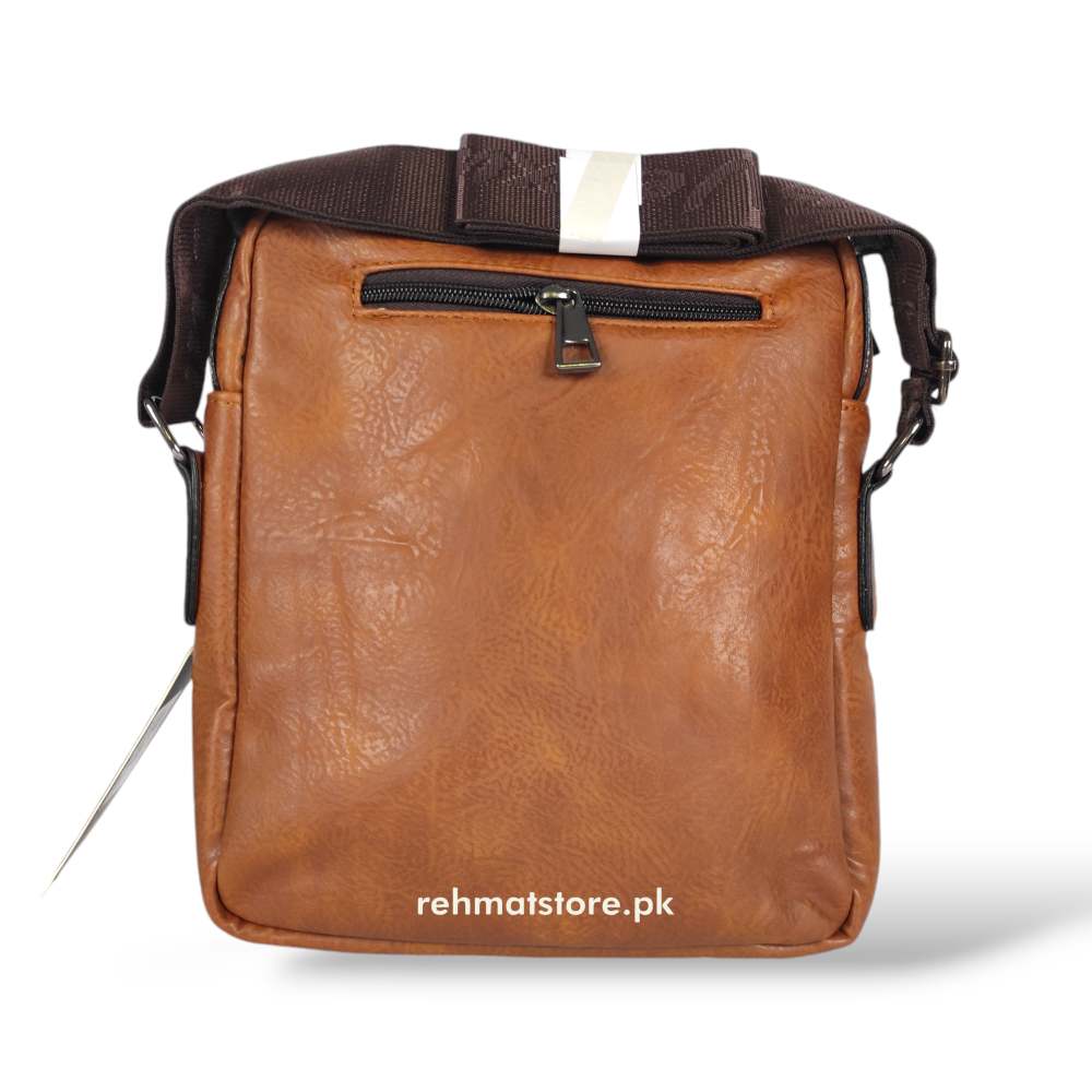 Unisex Leather Penny Bag | High Quality Stitching | 4 Pockets with adjustable Belt