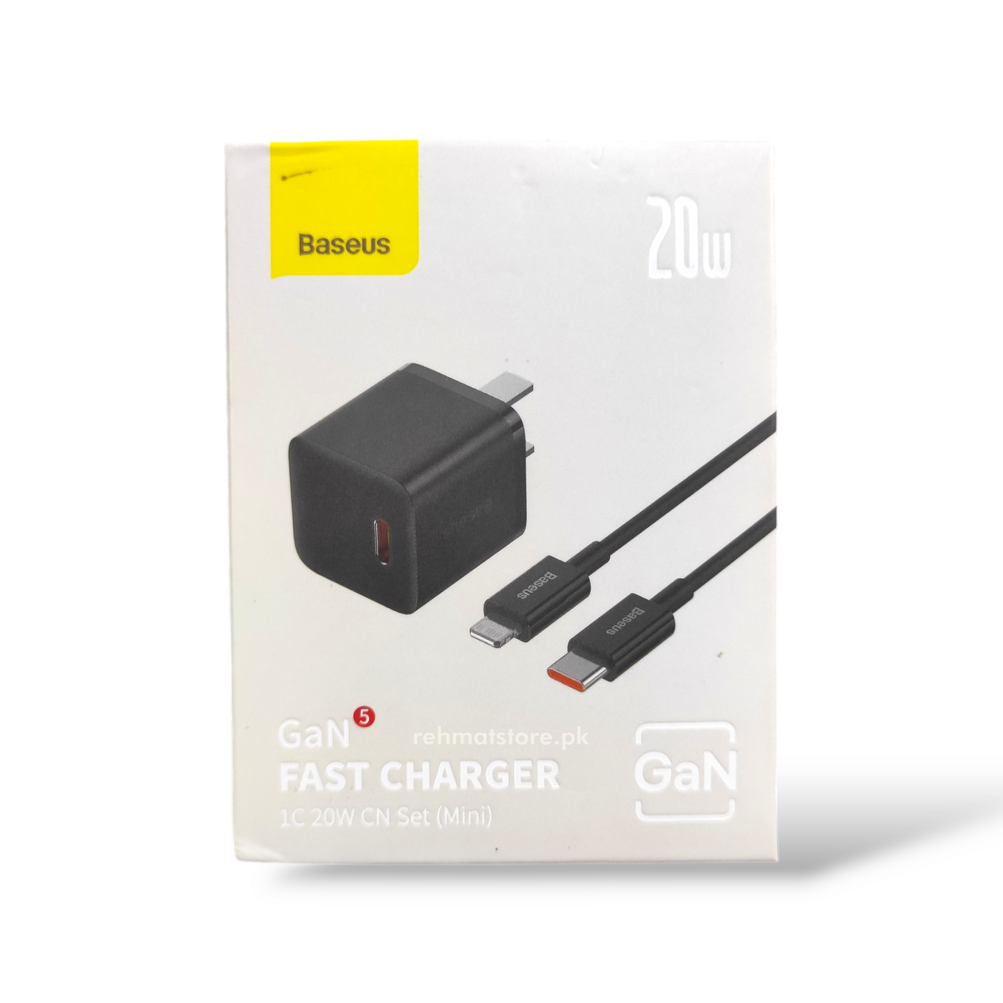 Baseus GaN5 20W Fast Charger Mini Adapter with Cable (Type C to iP 1m) | 1C 20W CN Mini