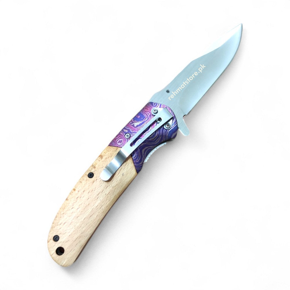 Jeep Folding Knife Large 153 with Belt Clip Peacock Feather