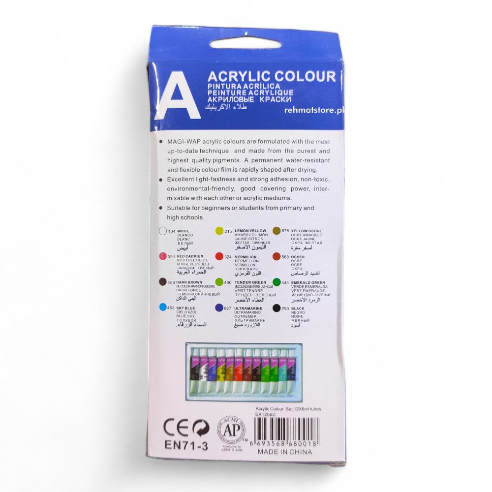 Acrylic Colours Set Barroco 12 Tubes