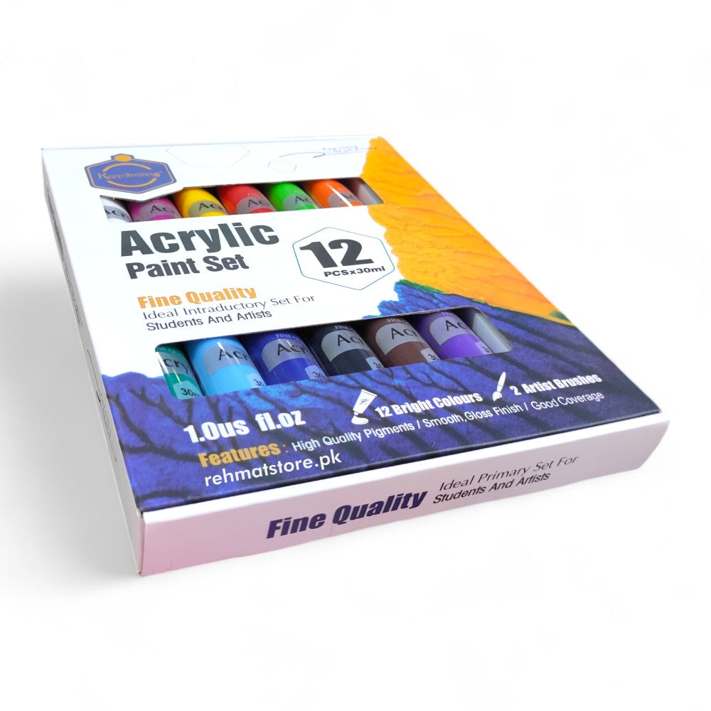 Fine Quality Acrylic Colors Set 12 Tubes 30ml