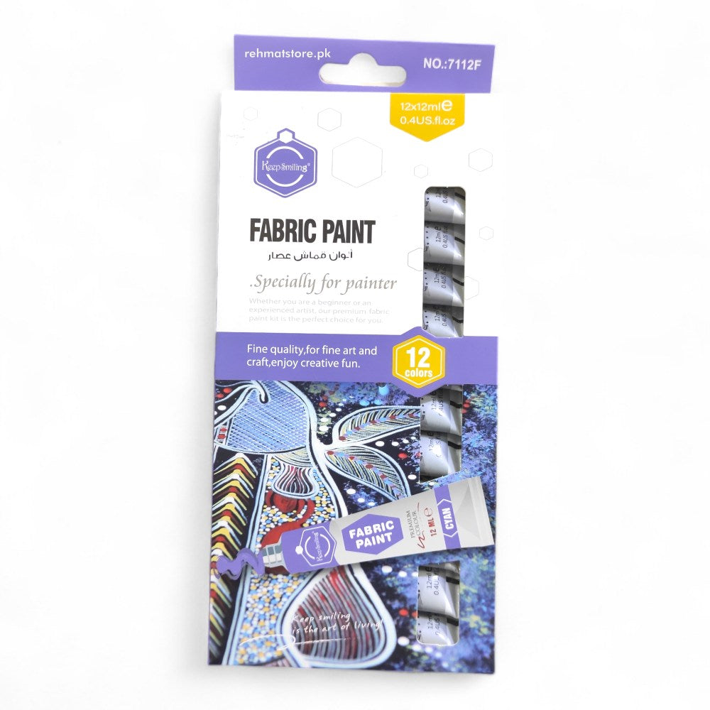 Fabric Paint 12 Colors Set 12ml Tubes