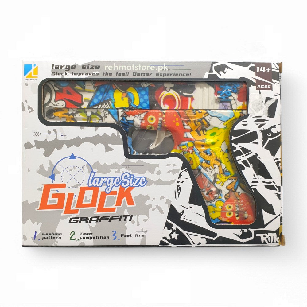 Kids Toy Gun Glock Pistol Soft Bullets, Graffiti Style