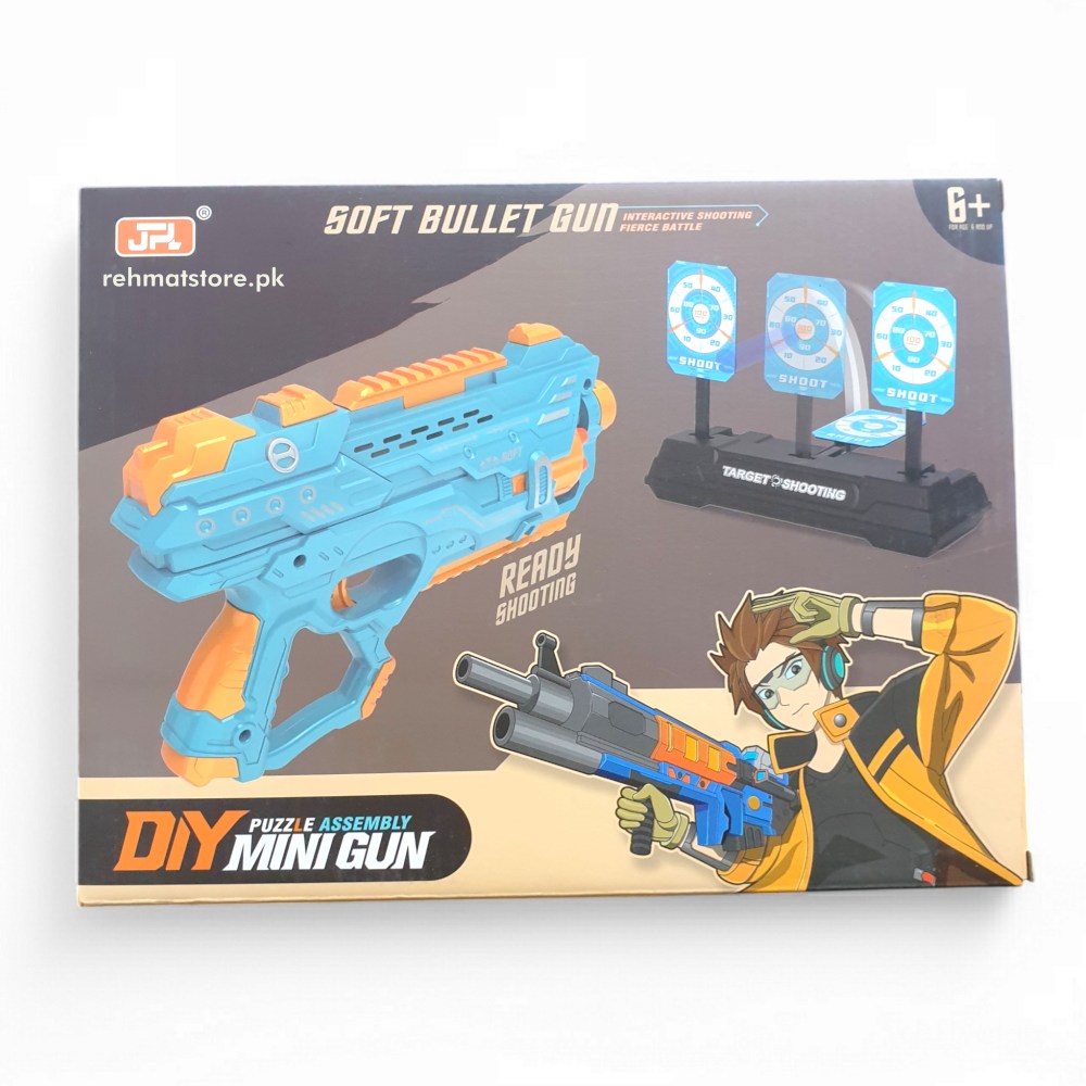 Kids Toy Mini Gun Soft Bullets, With Bullet Strap, Target Stand