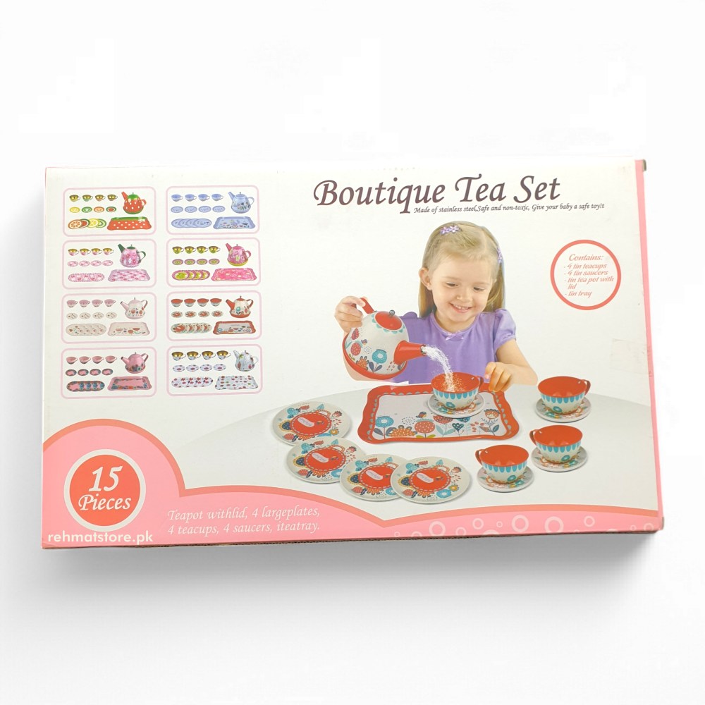 Boutique Tea Set Stainless Steel Alloy Material 15 Pieces Set for Girls