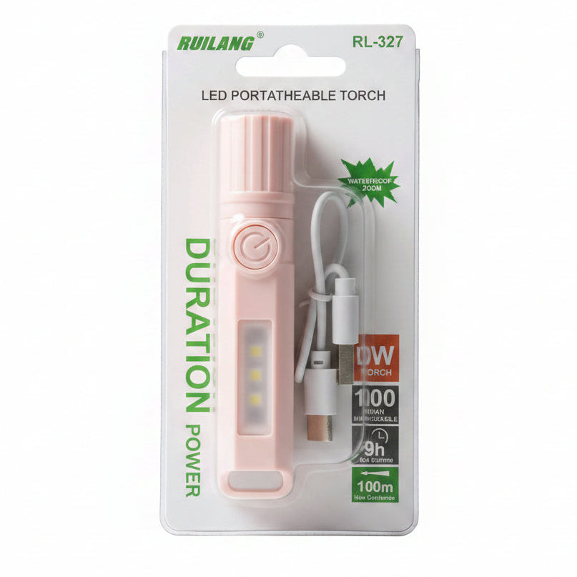 Mini Pocket Torch Light / Flashlight | 3W Zoomable | 500mAh Type-C Charging | RUILANG RL-327