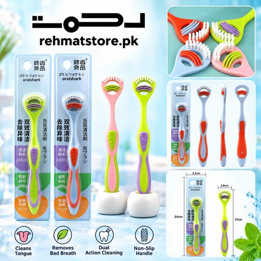 Oralshark 2-in-1 Dual Action Tongue Cleaner Brush / Scraper