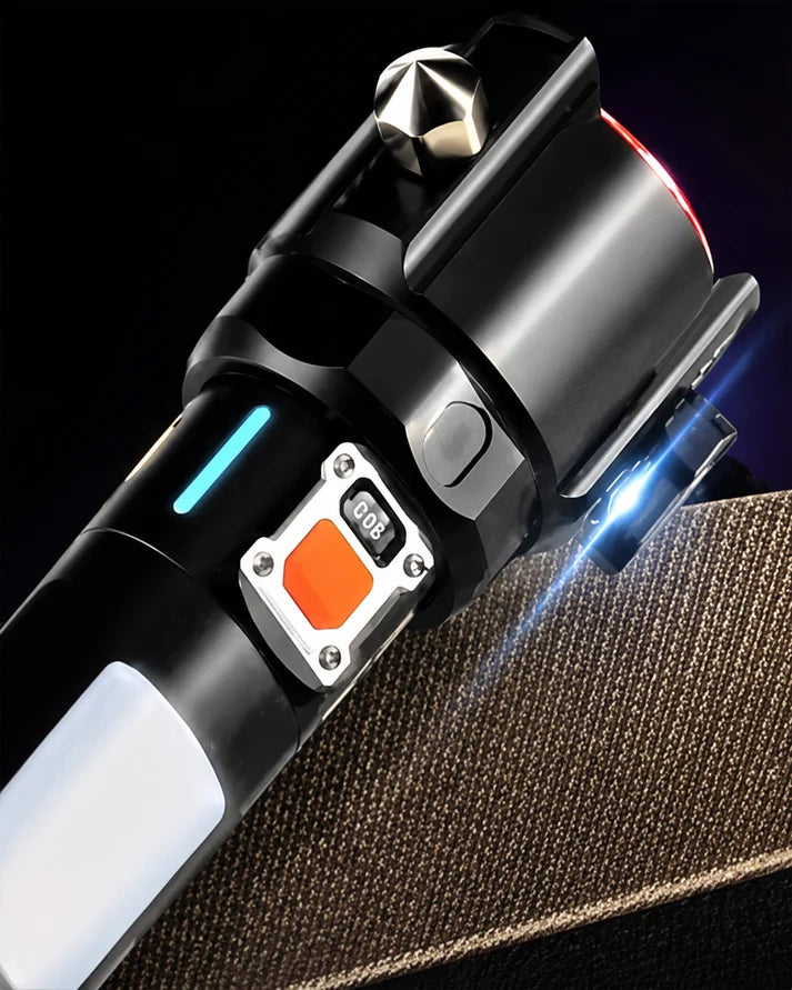 Aluminum Alloy XL SuperHD Flashlight  | Type-C+Powerbank+Side Light+Cigarette Lighter | RL-2407