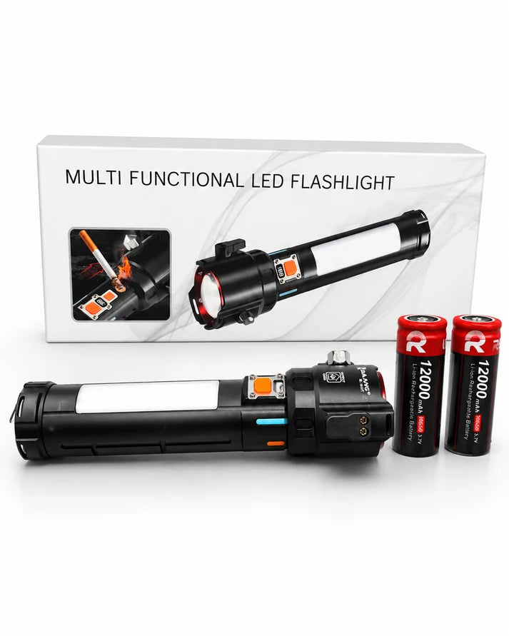 Aluminum Alloy XL SuperHD Flashlight  | Type-C+Powerbank+Side Light+Cigarette Lighter | RL-2407