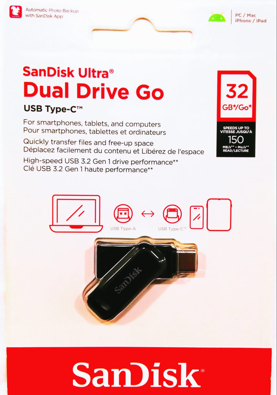 SANDISK ULTRA DUAL DRIVE GO | 64GB USB 3.2 | READ Speed : 150Mb/s