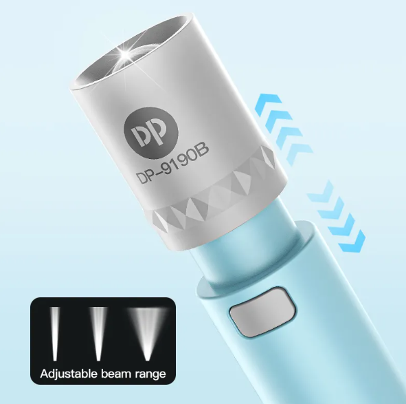 Pocket Torch Light / Flashlight | 3W | 1000mAh Type-C Charging | Zoomable | DP-9190B Blue