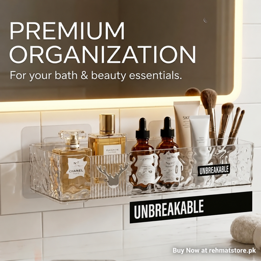 Multipurpose Wall Rack Organizer | Clear / Smoked Black | Cosmetics / Shampoos / Cutlery / Makeup