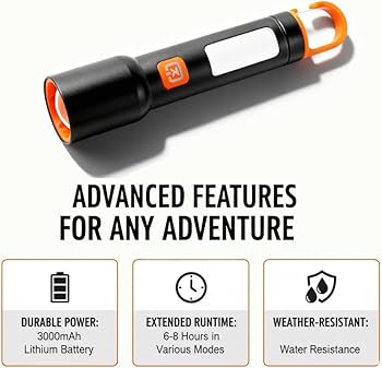 Multifunctional Metal 3 color emitting Zoom Torch Light / Flashlight | Type-C | 636-6