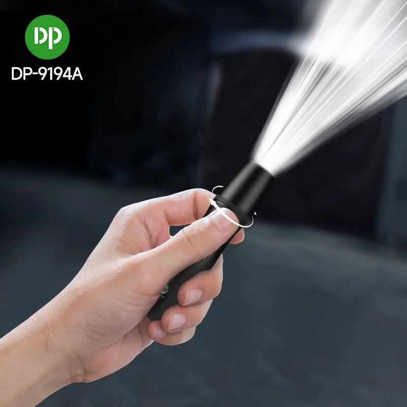 Mini Pocket Torch Light / Flashlight | 2W Zoomable | 800mAh Type-C Charging | DP-9194A | Black) (Copy)
