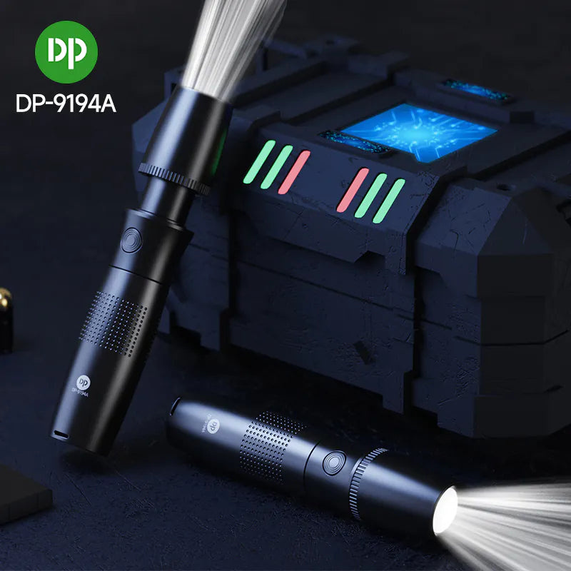 Mini Pocket Torch Light / Flashlight | 2W Zoomable | 800mAh Type-C Charging | DP-9194A | Black) (Copy)