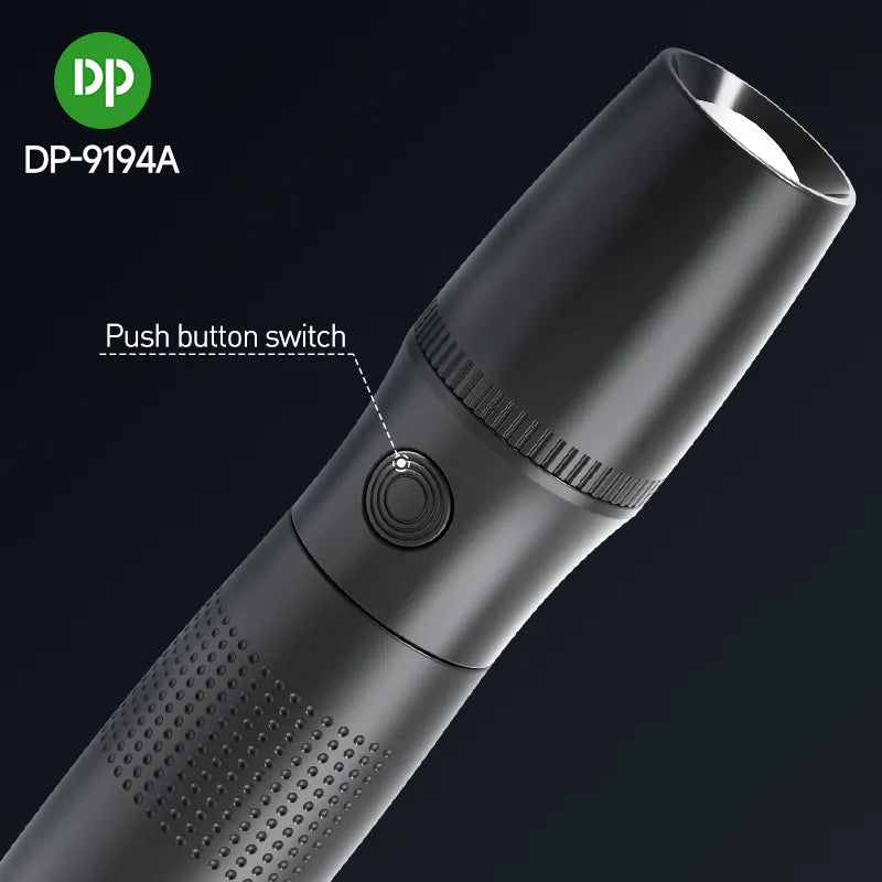 Mini Pocket Torch Light / Flashlight | 2W Zoomable | 800mAh Type-C Charging | DP-9194A | Black) (Copy)