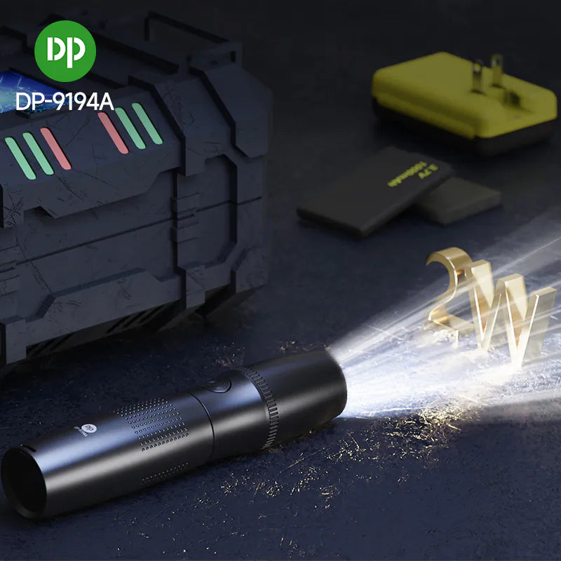 Mini Pocket Torch Light / Flashlight | 2W Zoomable | 800mAh Type-C Charging | DP-9194A | Black) (Copy)