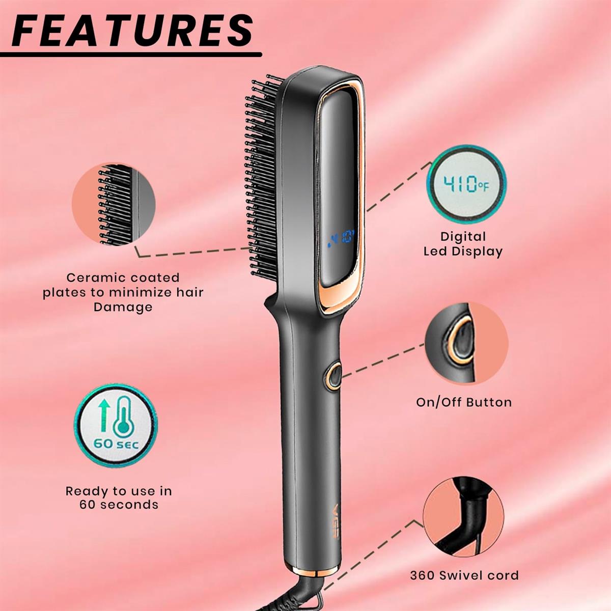 VGR V-560 Professional Hair Straightener Brush.