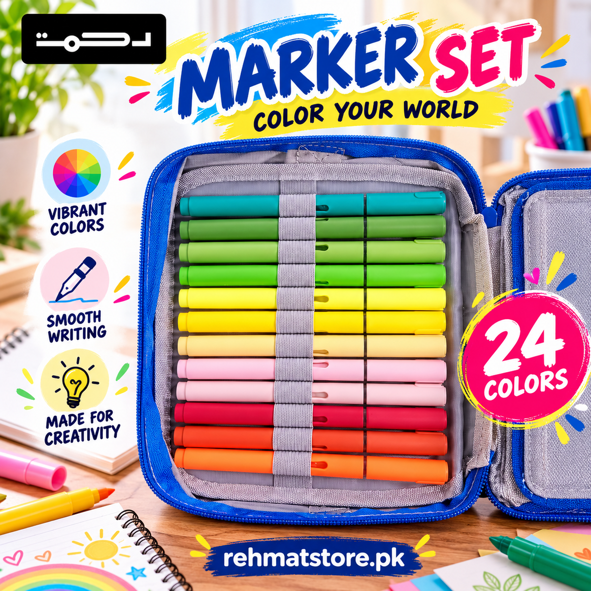 Jiamu 24-Color Direct-Liquid Acrylic Marker Set.