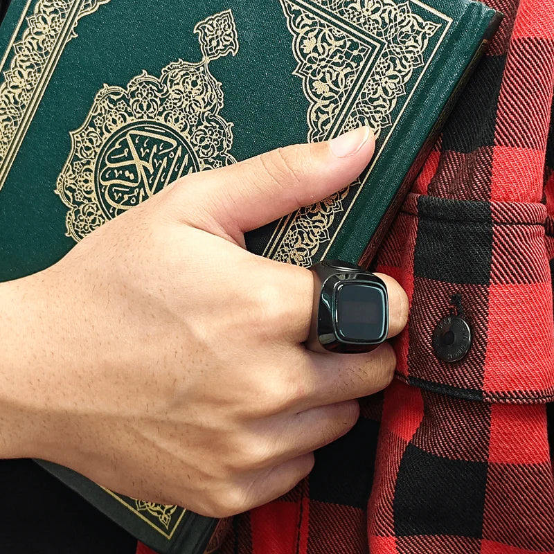 iQIBLA Smart Metal Zikr Ring M02 | 20mm in Graphite/Gold/Green