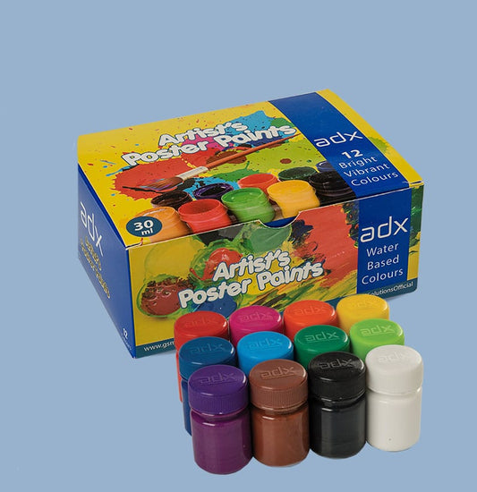 Adx Artist Poster Paint | 12 Bright Vibrant Colors, 30ml each