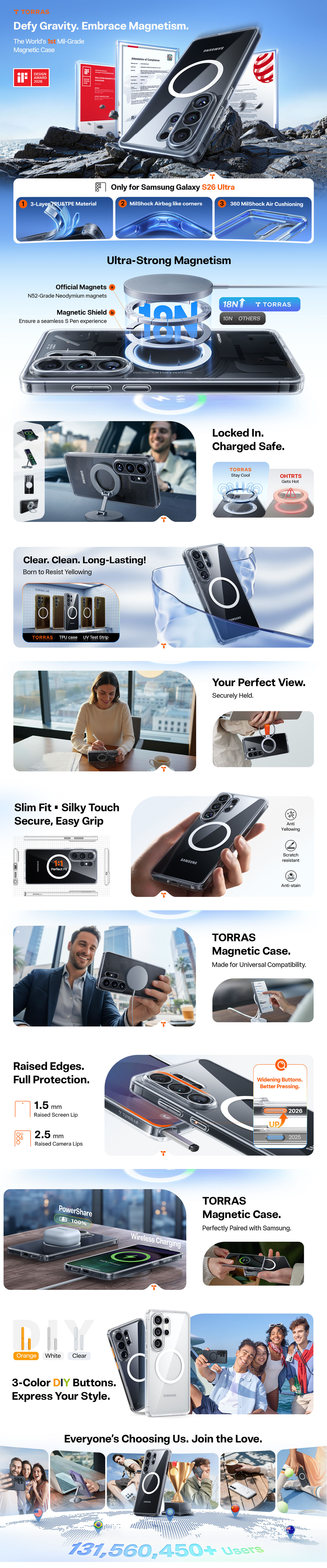 Torras Guardian Magsafe Case for Galaxy S26 Ultra – Smoked Black