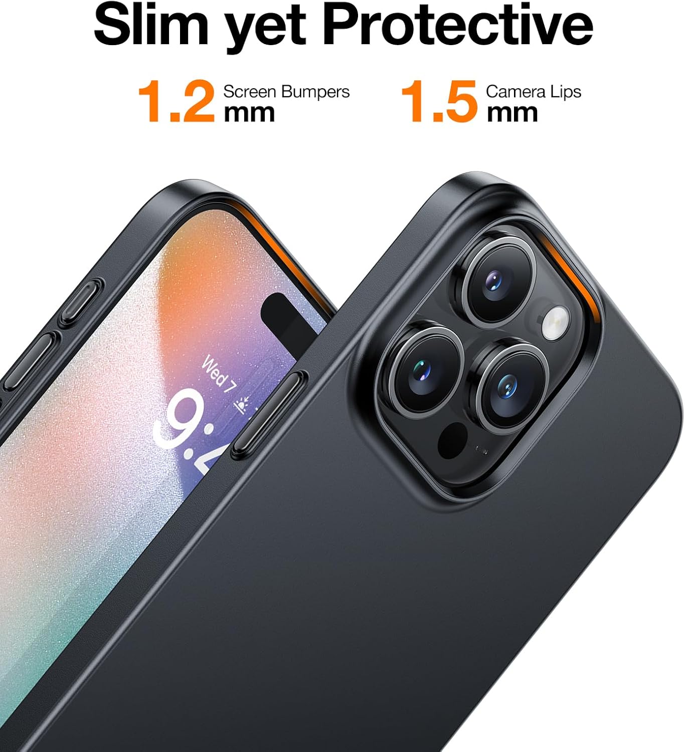 Torras OriginFit Series Thin Case for iPhone 15 Pro - Titanium Grey/Black