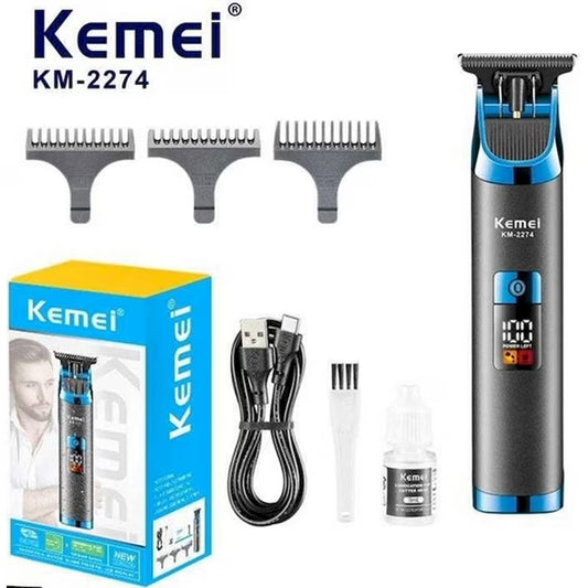 Kemei Rechargeable Digital Display Hair Clipper | 3 Limit Combs (0.5, 1, 1 /0.5mm) | KM-2274