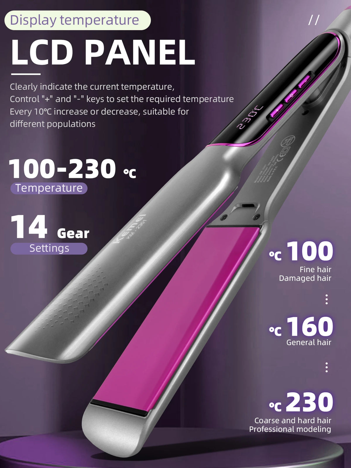Kemei KM-2301 Professional Hair Straightener.