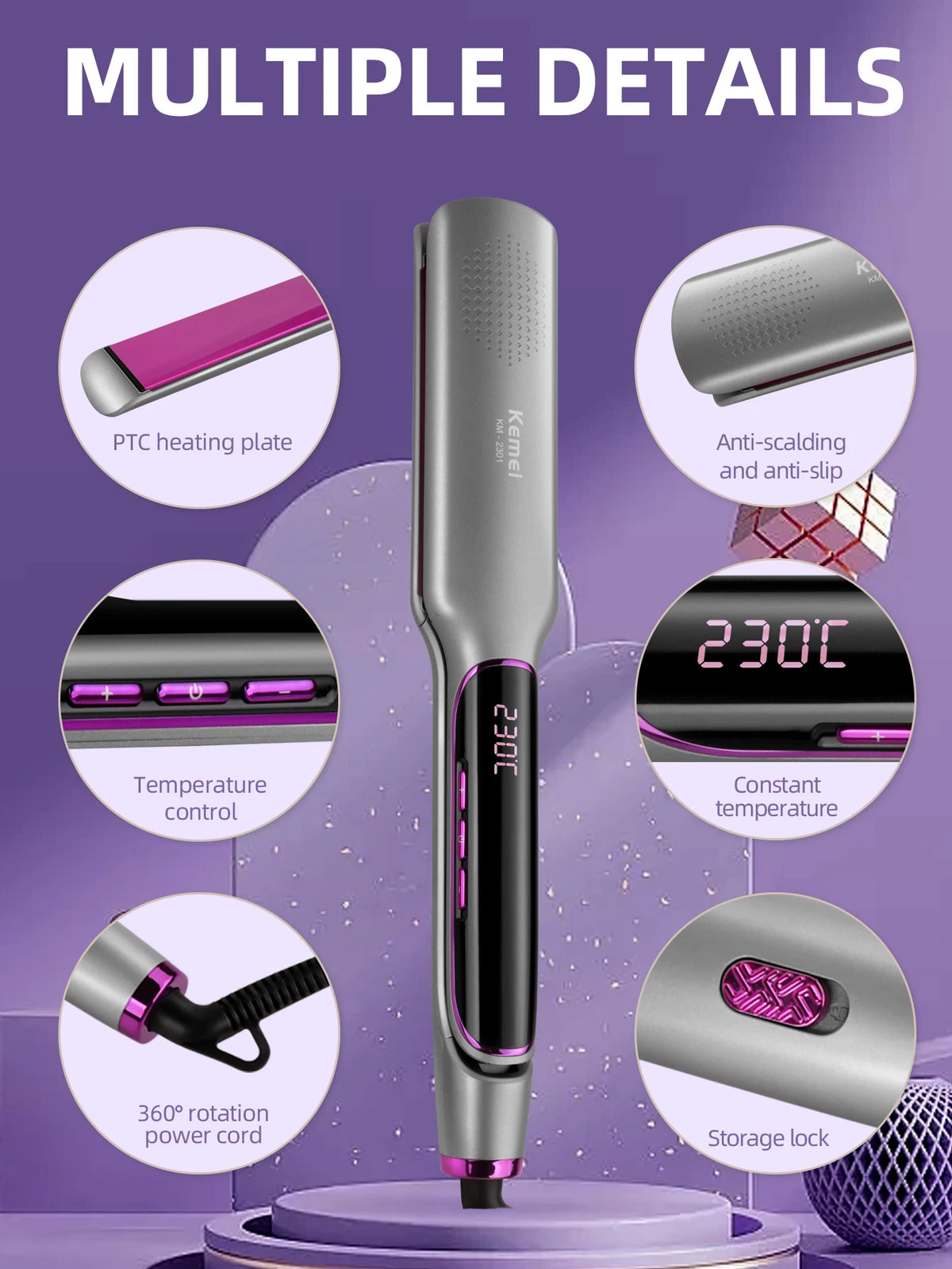 Kemei KM-2301 Professional Hair Straightener.