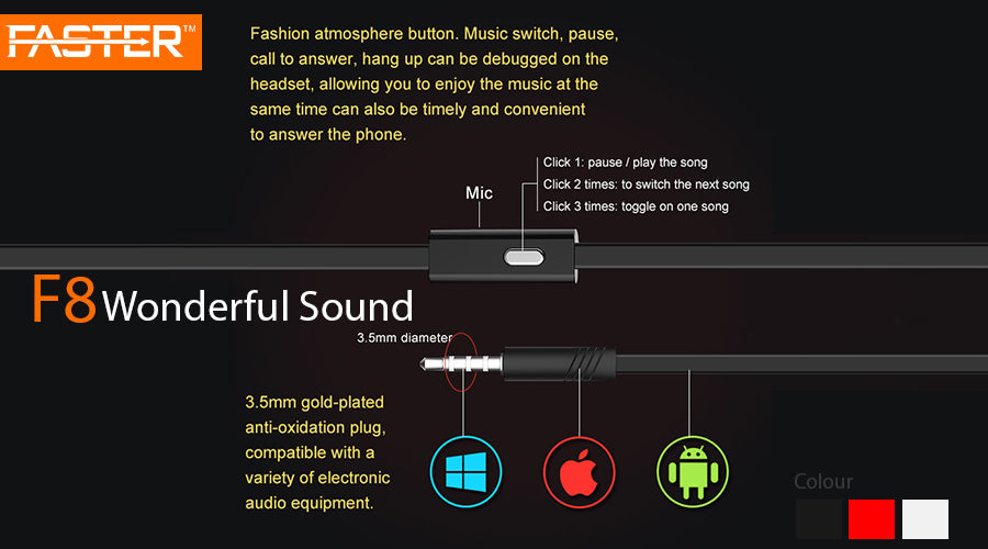 Faster F8 Durable Handsfree | Clear Sound