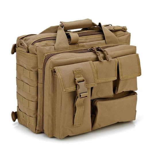 35L Tactical Shoulder Laptop Messenger Bag | Military Style | Brown/Khaki | Free Shipping