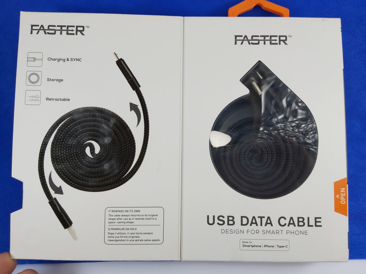 Faster Retractable Pocket Cable | Data & Charging | Type-C